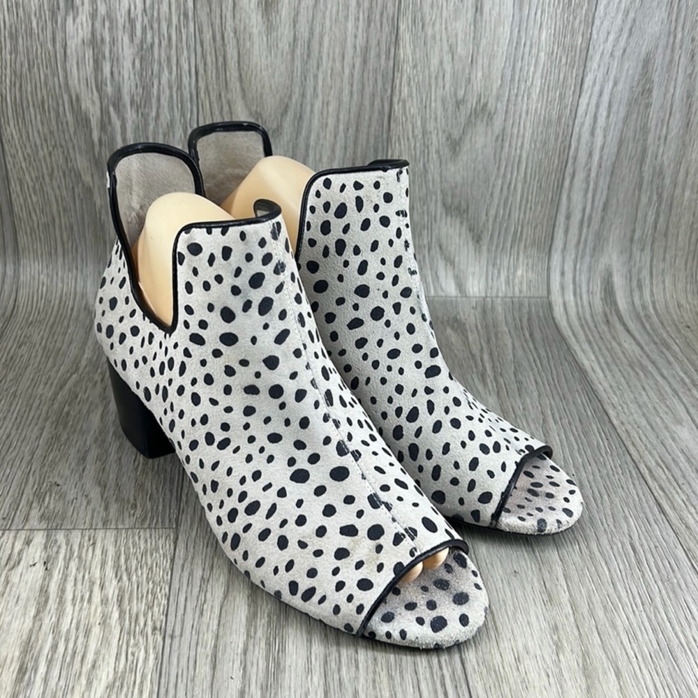 Lori Goldstein Spotted Black and White Ankle Booties